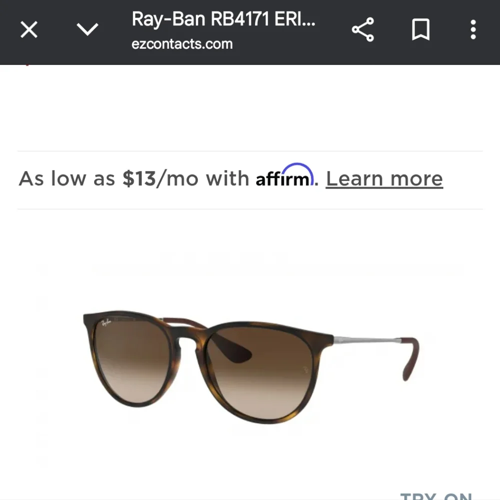 Ray-Ban Matte Black Sunglasses Erica Polarized Made In Italy Fab Unisex Black